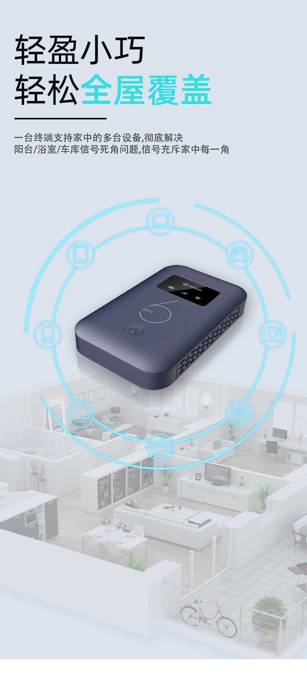 手机上网猫 120Pro 随身wifi通用免插卡无线wifi6车载4G路由器随身便携联通全国通用2025款 蓝色产品介绍图